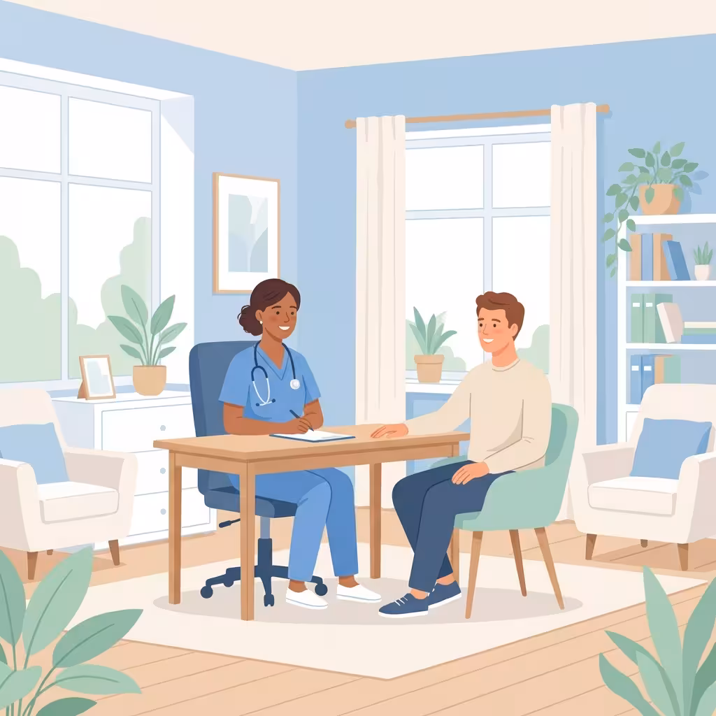 Ilustración de familia consultando medicamentos